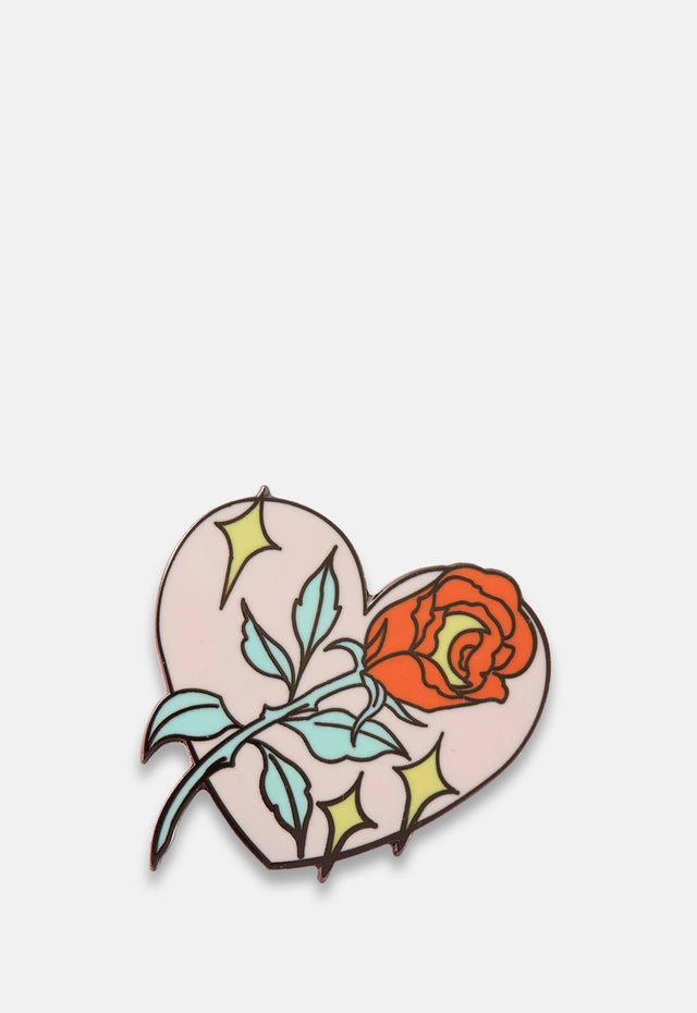 Rose In Heart Pin Badge