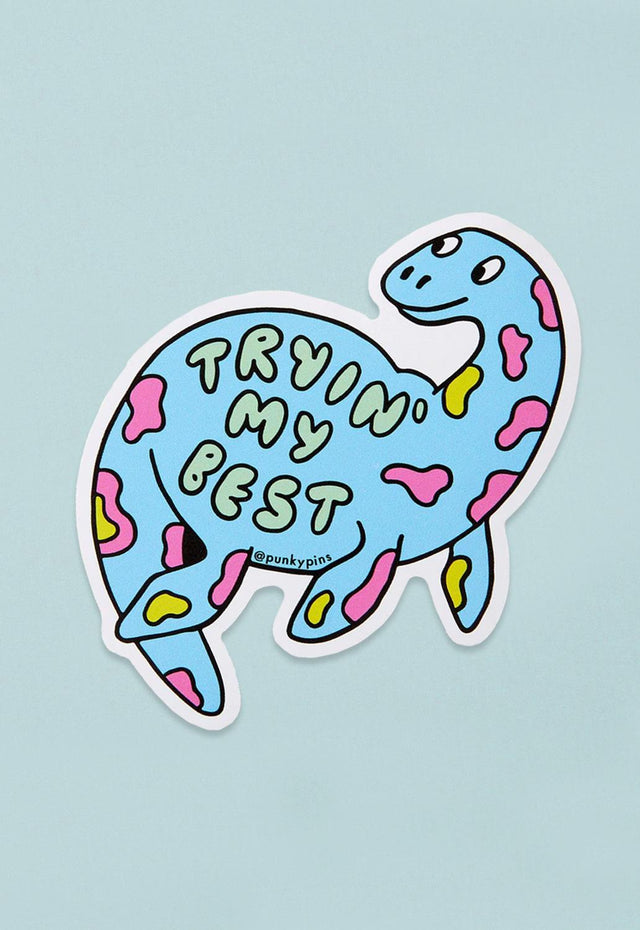 Trying My Best Dinosaur Vinyl Sticker