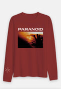 Red Bring Me The Horizon Paranoid Long Sleeved Band Top. Regular fit, long-sleeved top with a crew neckline. Features screen-printed design on the front and back.