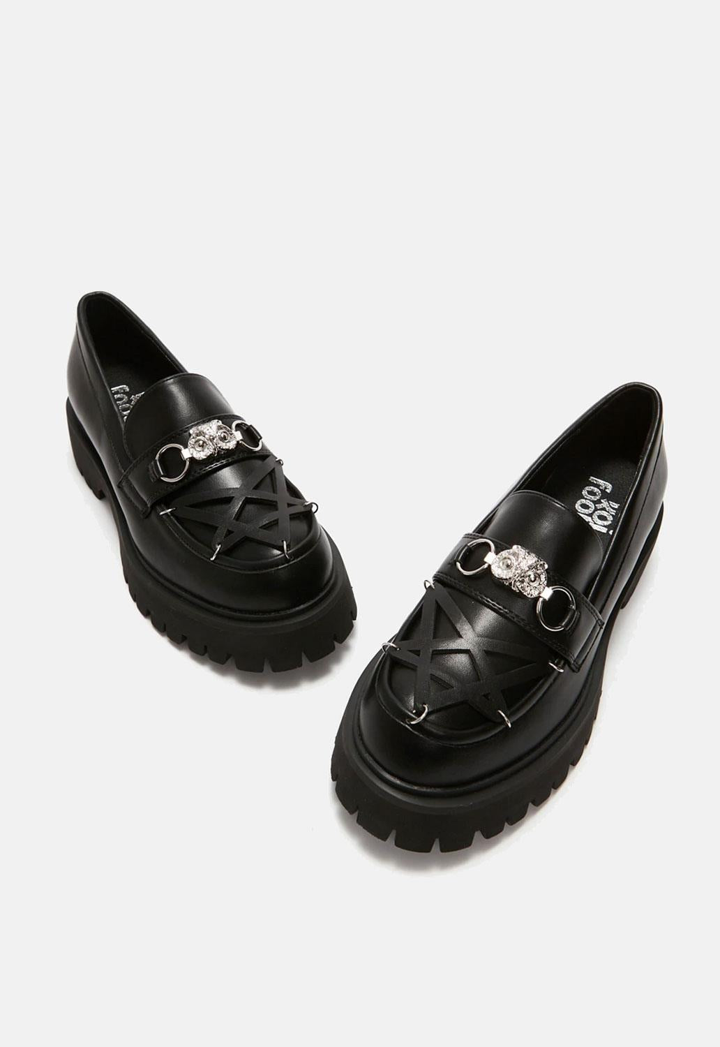 Silent Dusk Owl Pentagram Loafers