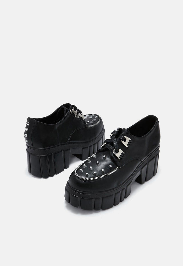 The Creation Black Studded Chunky Shoes