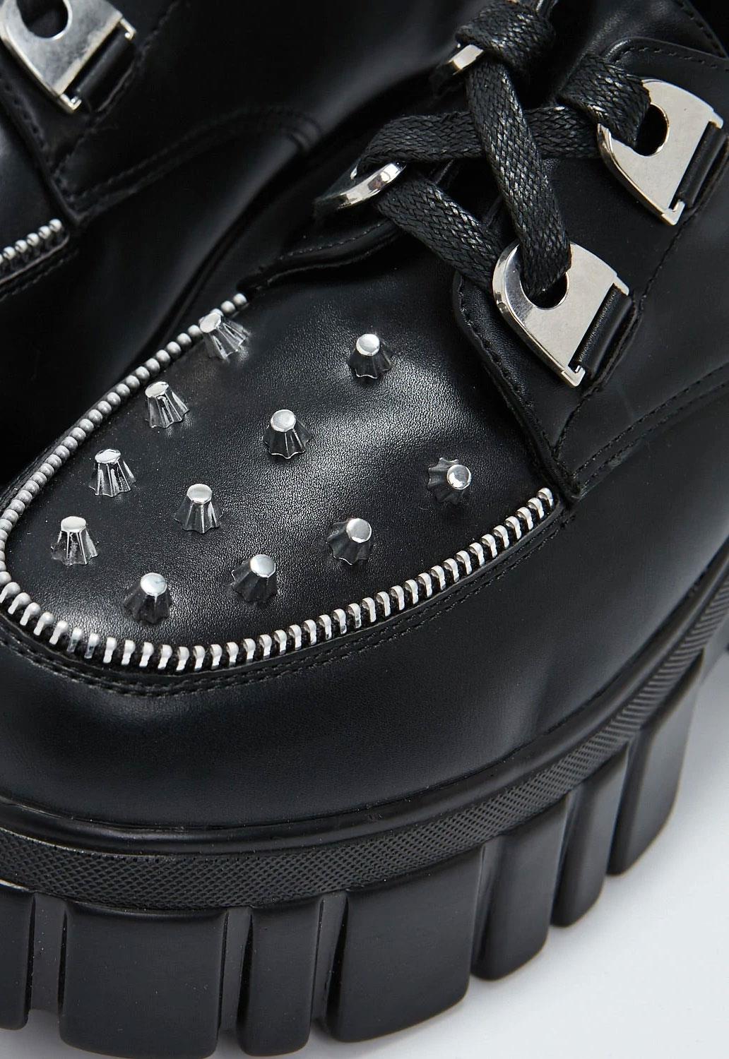 The Creation Black Studded Chunky Shoes