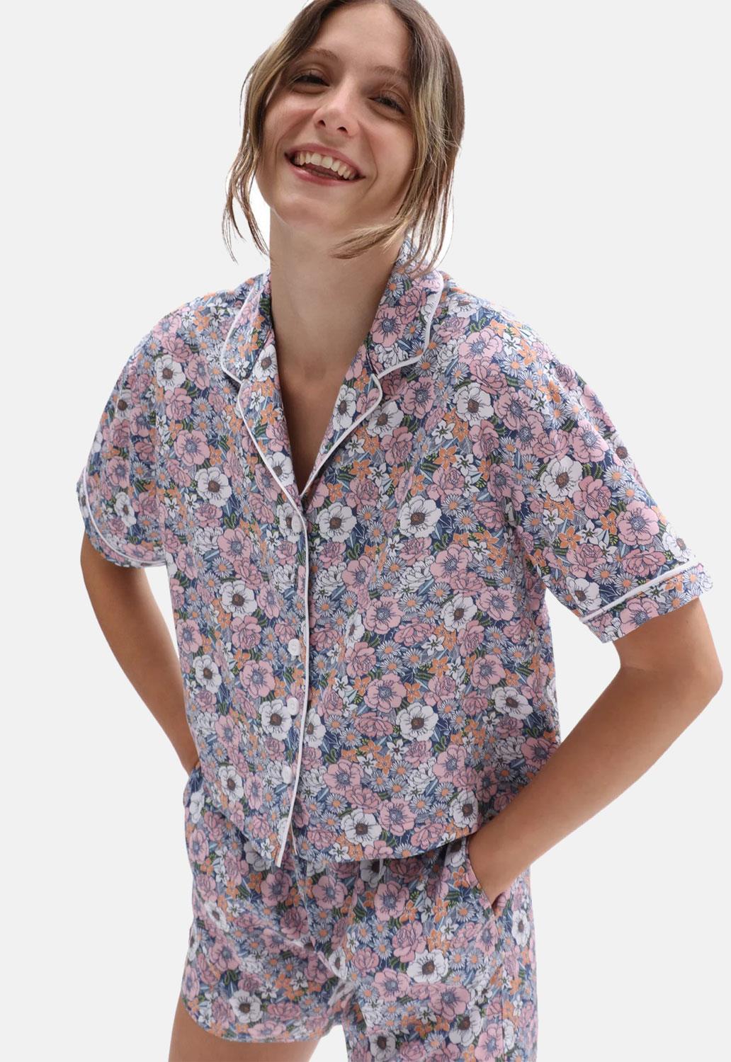 Retro Floral Button Up Blouse