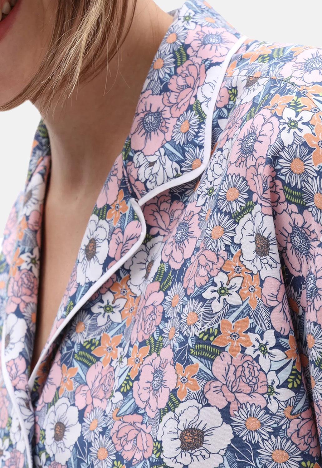 Retro Floral Button Up Blouse