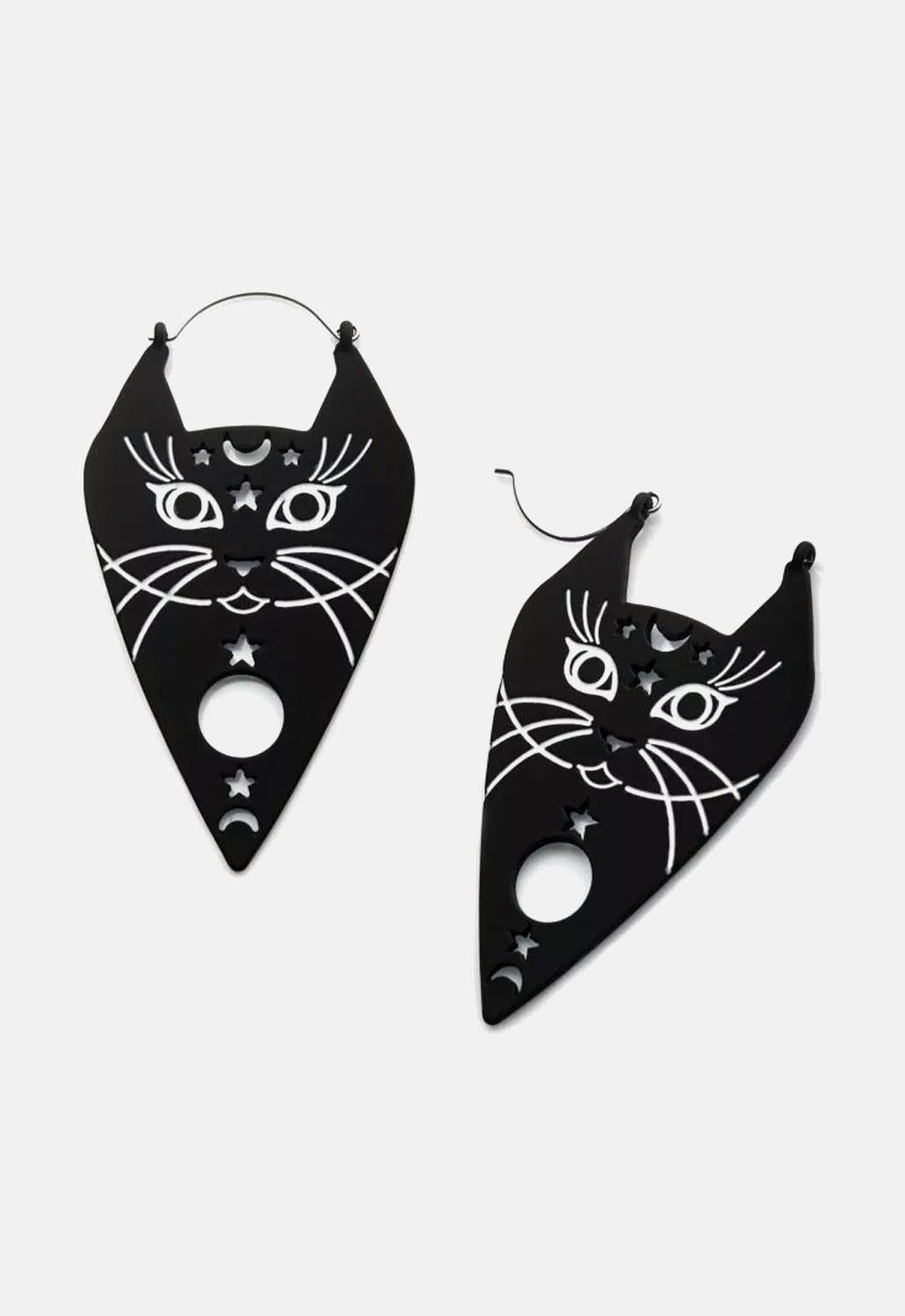 Ouija Cat Plug Hoops