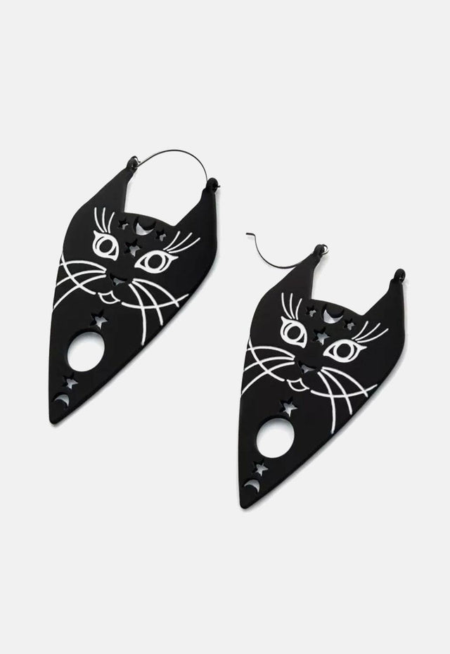 Ouija Cat Plug Hoops