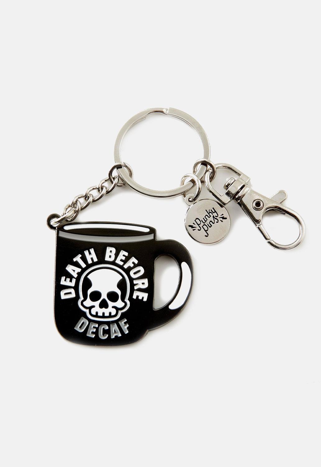 Death Before Decaf Keyring