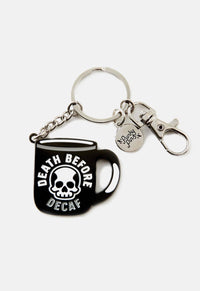 Death Before Decaf Keyring