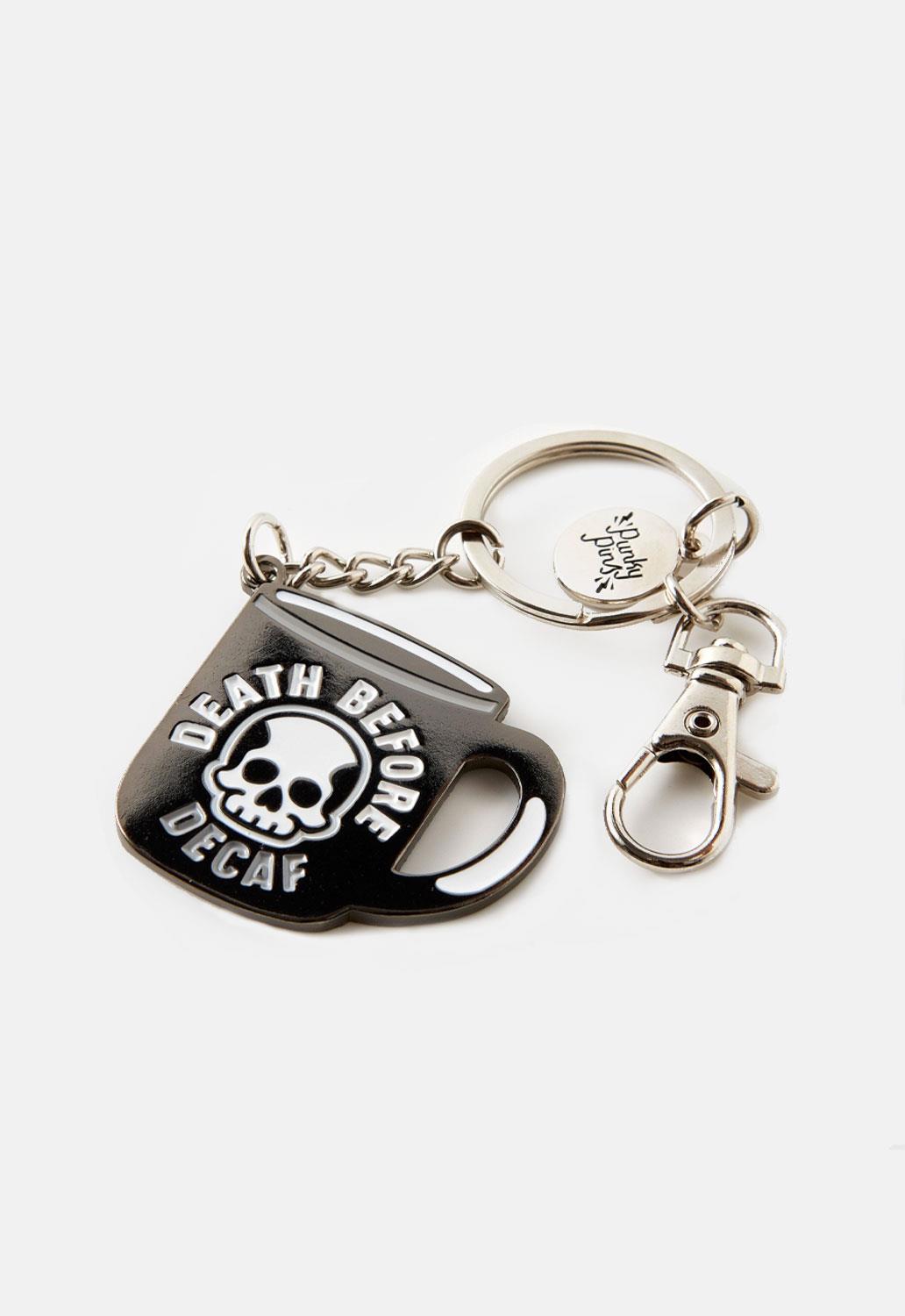 Death Before Decaf Keyring