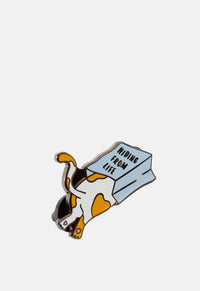 Hiding From Life Cat Pin