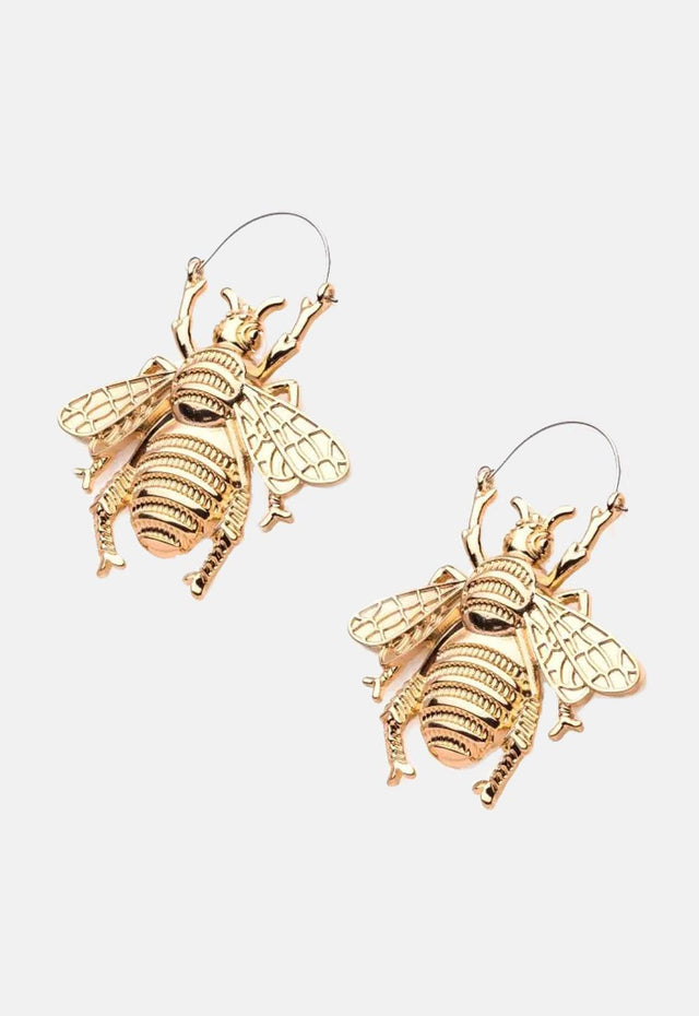 Flying Bee Gold Plated Plug Hoops