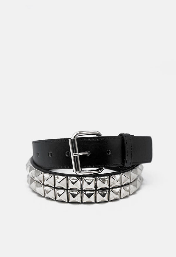 2 Row Pyramid Studded Leather Belt – DMG SCY