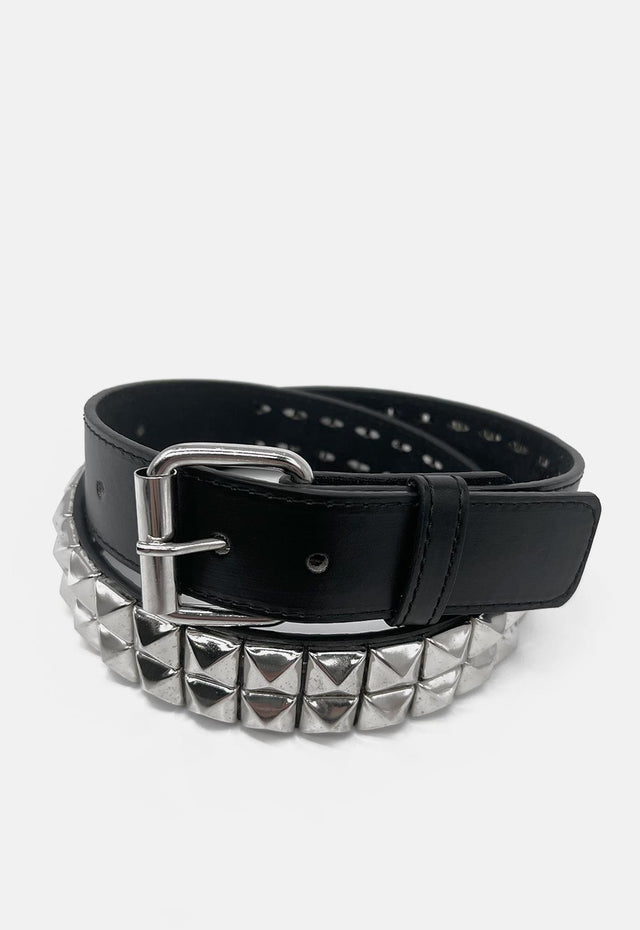 2 Row Pyramid Studded Leather Belt