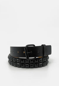 2 Row Pyramid Studded Leather Belt