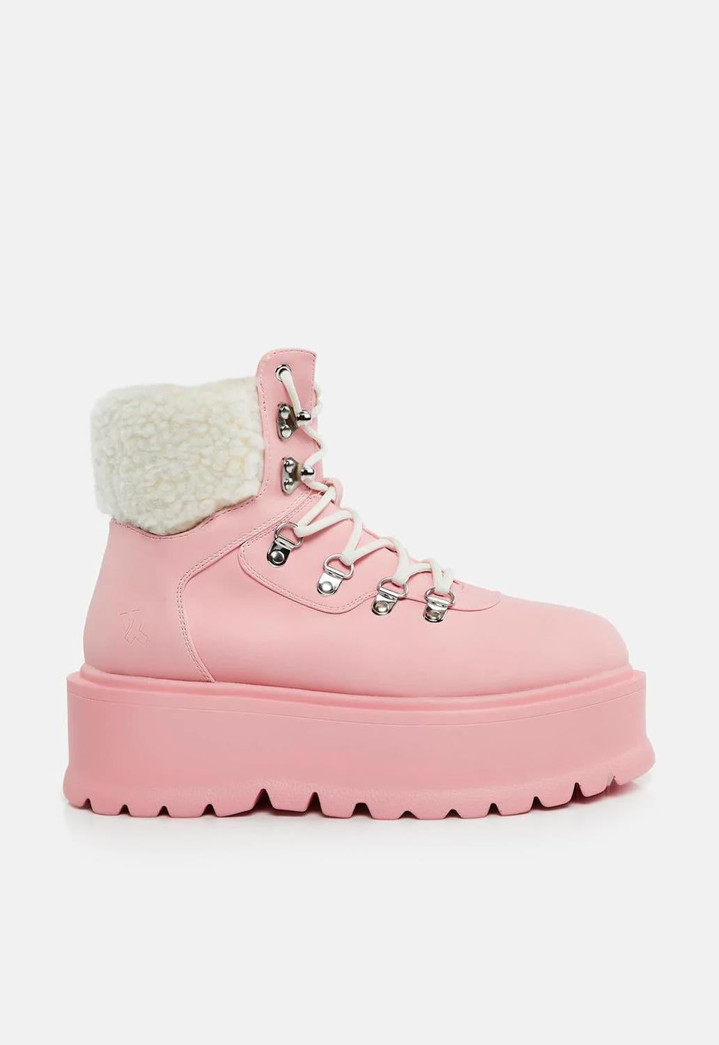 Kaldor Baby Pink Fur Platform Boots