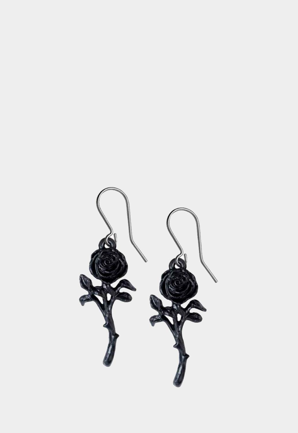 Romance Of The Black Rose Earrings