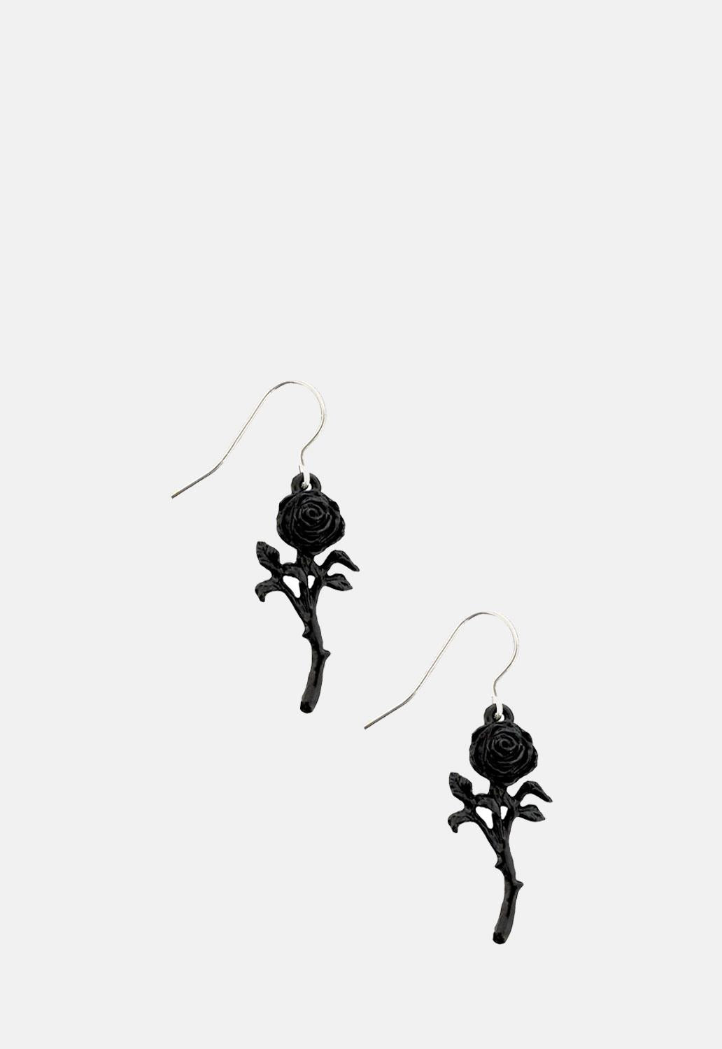 Romance Of The Black Rose Earrings