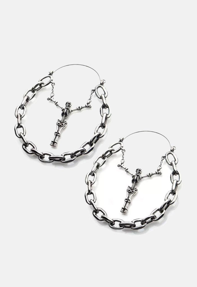 Skull & Chain Plated Plug Hoops