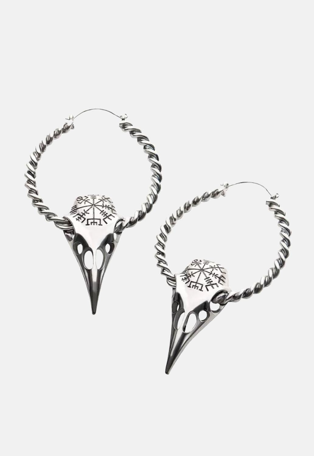 Raven Skull Plug Hoops