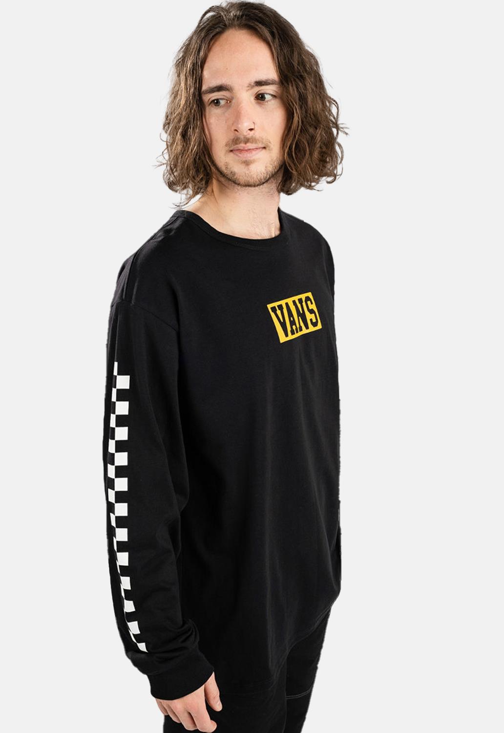 Vans rose checkered sleeve black clearance hoodie