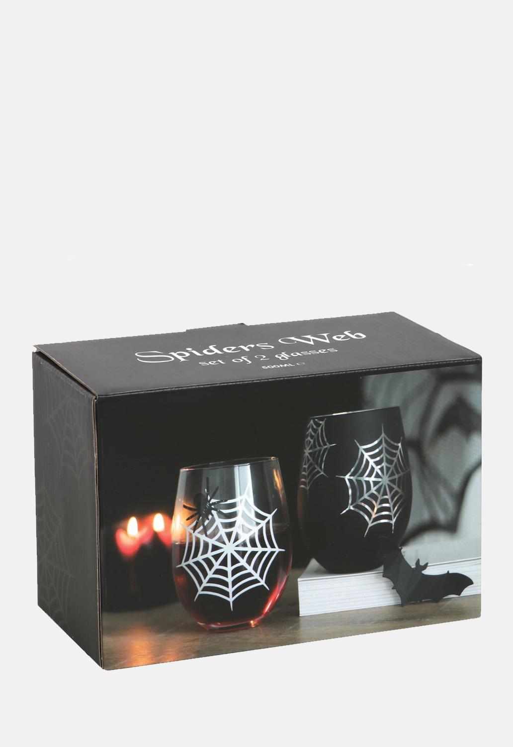 Spider & Web 2 Pack Stemless Wine Glasses