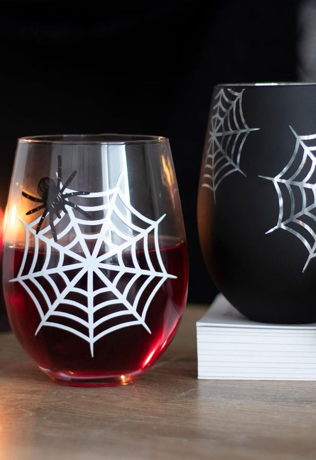 Spider & Web 2 Pack Stemless Wine Glasses