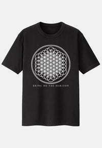 Black Bring Me The Horizon Sempiternal Band T-Shirt. Classic fit, short-sleeved tee with a crew neckline and screen-printed design. Features branded neck print.